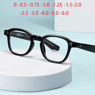 Rivet Frame Oval Student Myopia Spectacles 1.56 Single Anti Blue Rays Shortsighted Prescription Eyeglasses 0 -0.5 -0.75 To -6.0