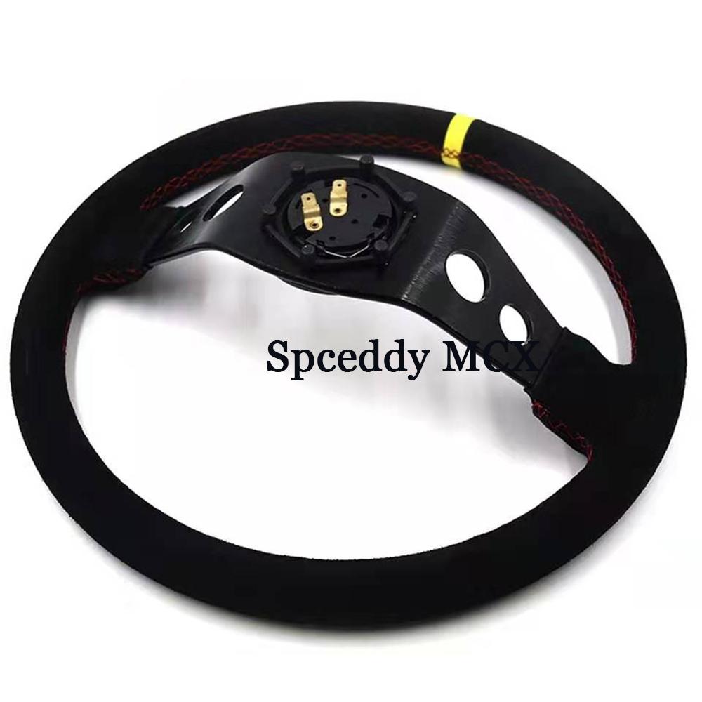 Universal 14  (350mm) Steering Wheel Black Suede Leather Car Sports Steering Wheel Universal Car Modified SW20S0204 1