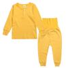 Spring & Autumn Kids' Pajamas: Solid Color High-Waist Long Johns Set for Small & Medium Children