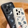 For iPhone 16 16E 15 Pro Max 14 Pro 13 12 11 Case Cartoon Shark Pattern Anti-Fall Matte TPU Lens Protection Shockproof Soft Phone Cover