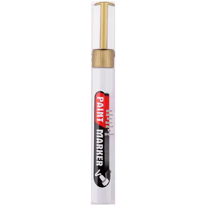 BaoKe MP560 Waterproof Fade-Resistant White Gold Paint Pen for Car Tire Touch-ups