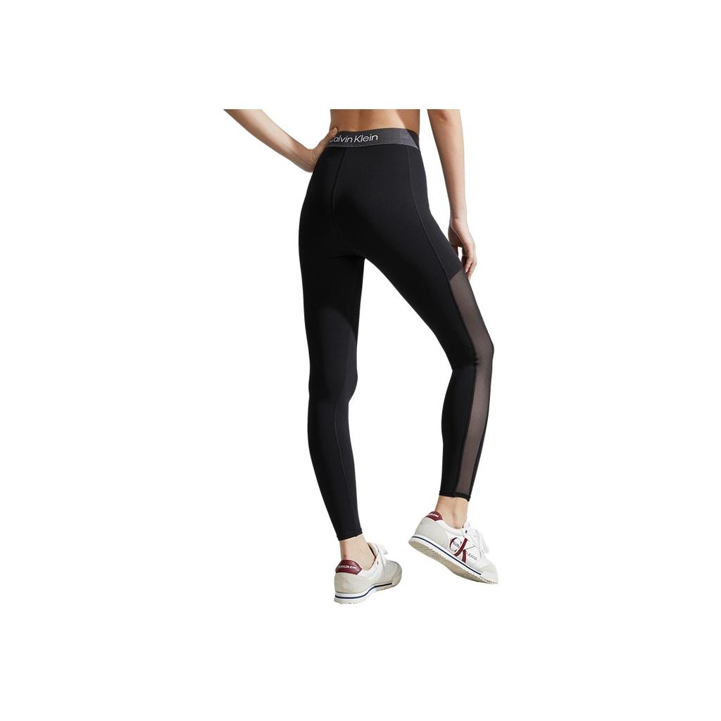 Calvin Klein Color Block Letter Jacquard Yoga Fitness Running Slim Sports Pants Women bottoms Space-Black 4WF3L621-001