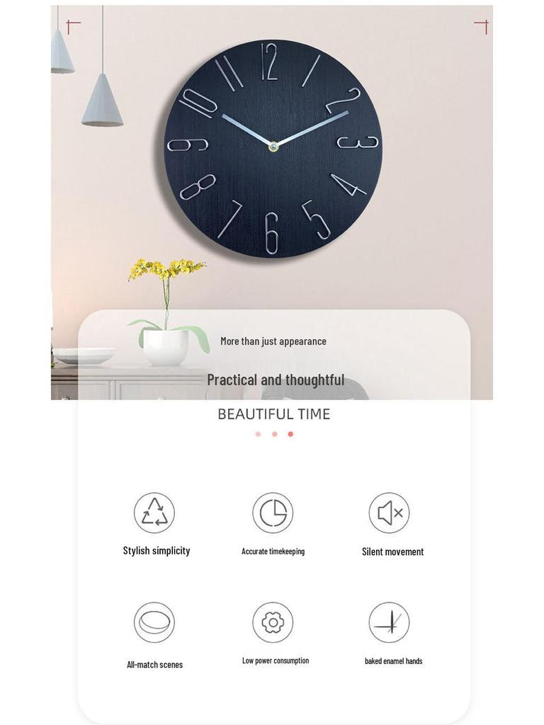 30cm Silent Quartz Wall-Mounted Clock for Living Room