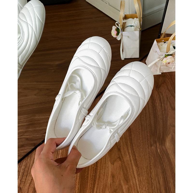 Modische lässige flache Schuhe für Damen Frühling Herbst runde Zehenpartie Ballerinas neue Mokassins bequeme Schnürung silberne Flats