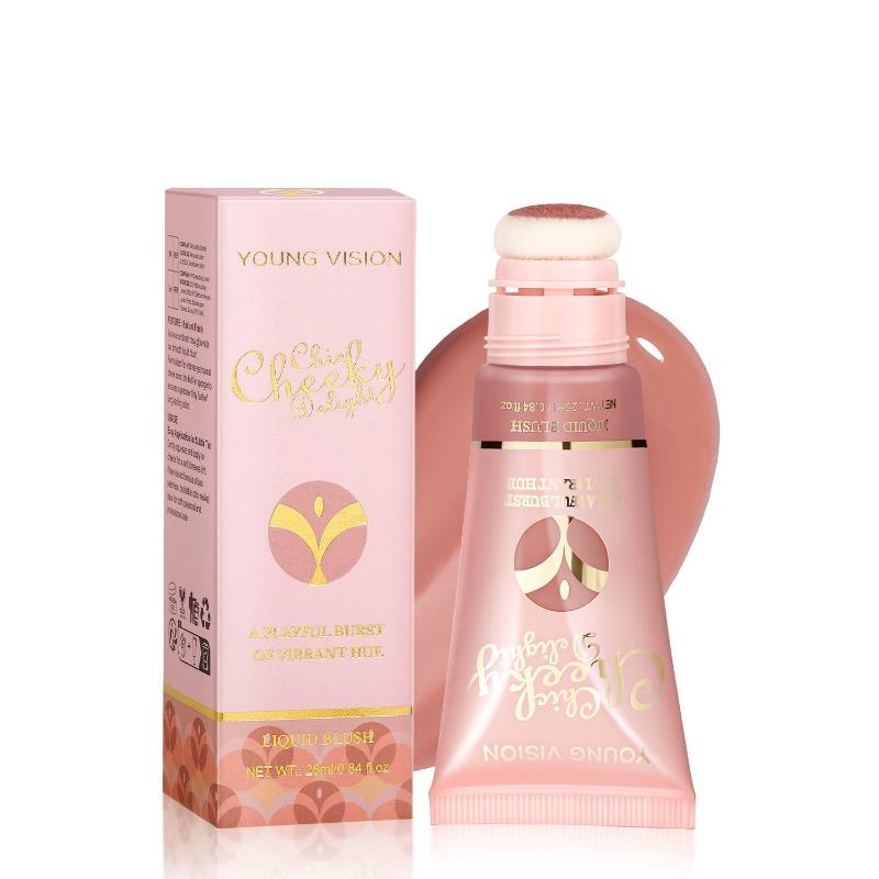 YOUNG VISION Plush Brush Head Fine Shimmer Liquid Blush 6 Colours Blush Lipstick All-in-One Liquid Blush