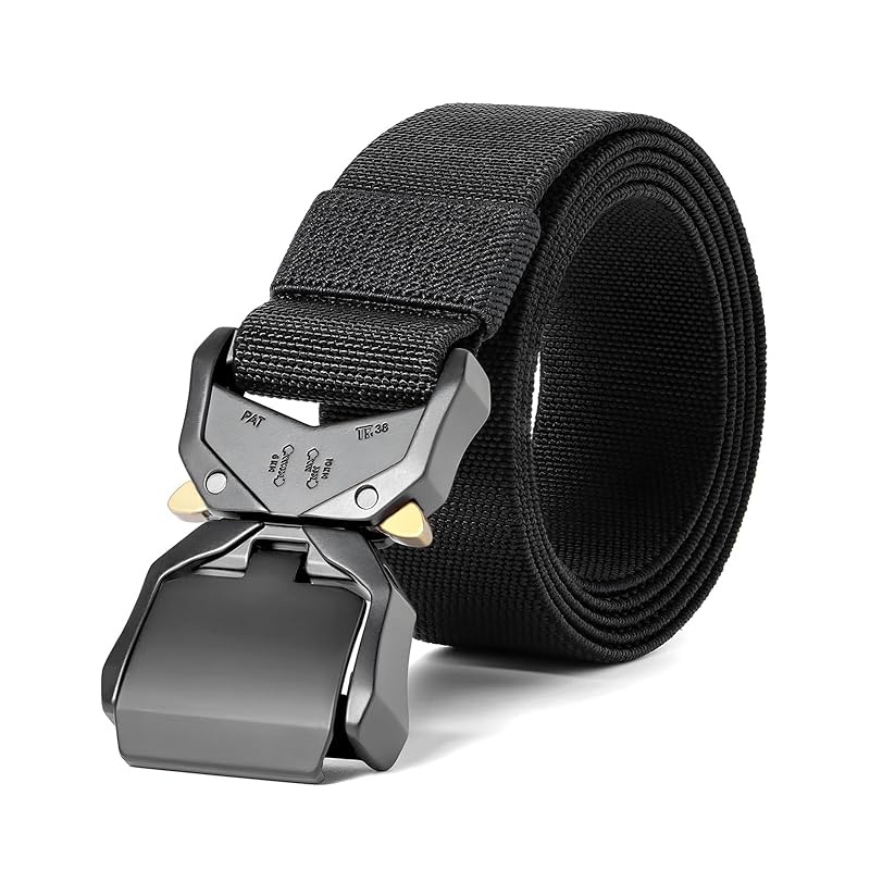 

[YIVU] Tactical work belt men s nylon belt is strong and durable. Large size and adjustable length. No-hole design. Suitable for work, mountaineering,