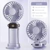 Large Capacity Handheld Mini Folding Fan Dual-Purpose Base And Neck Design 5-Speed Wind Speed Silent Rechargeable Desktop Fan