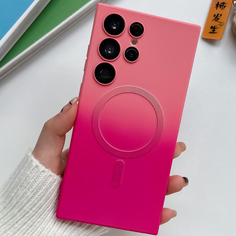 

Чехол Samsung с магнитной присоской для мобильного телефона: Совместимо с S24, S23, ZFlip5, S22Pro, S21Ultra — двухцветный градиент и жидкий дизайн Samsung S24 Ultra