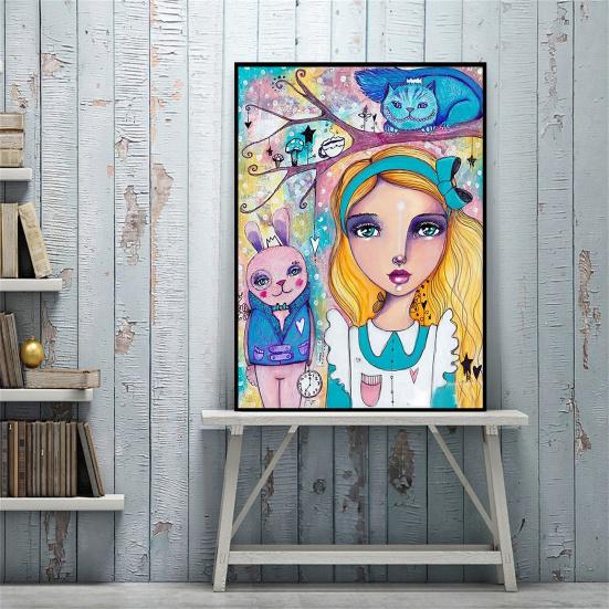 Kit di pittura fai da te con strass 5D, motivo ragazza in resina colorata, strass, arte, per adulti e bambini, disegno con strass dai colori vivaci, decorazione per la casa