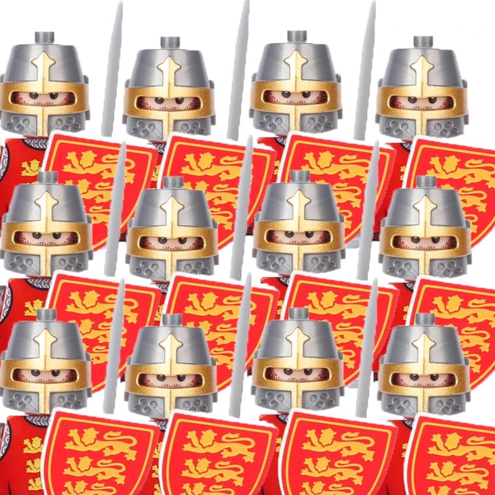 Medieval Military Building Blocks Solider Figures Gifts Weapons Shields Helmets Lionheart Teutonic Knights Militiaman Farmer MOC