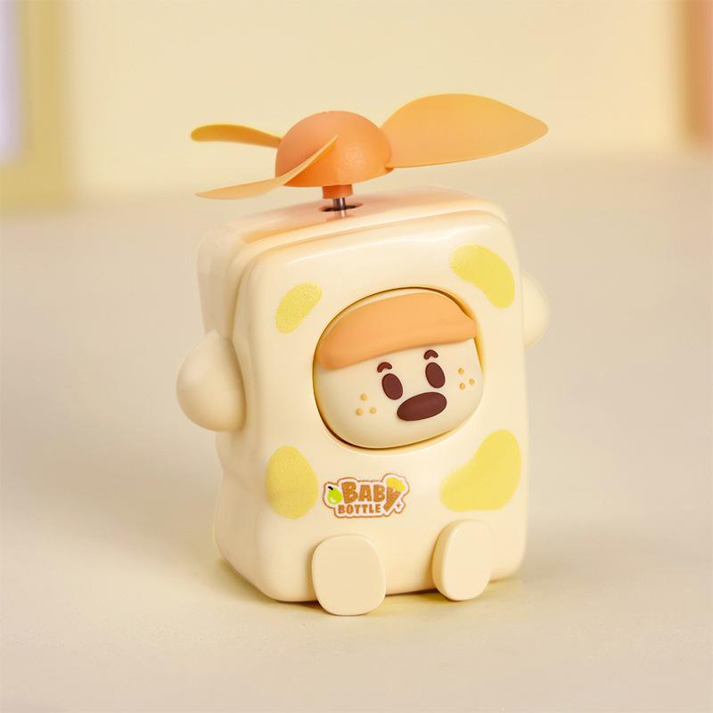Milk Dumpling Cute Mini Portable USB Rechargeable Handheld Electric Fan - Creative Fun Doll Design Gift