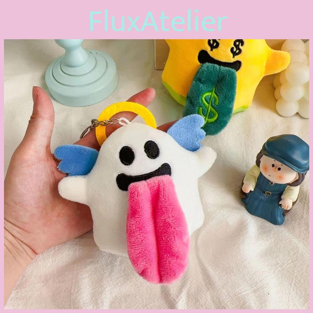 Halloween Cute Large Tongue Angel Ghost Plush Pendant For Kids And Teen Gifts
