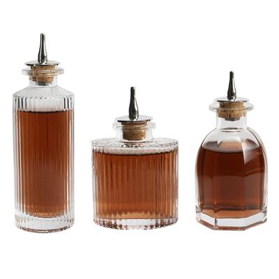Premium Glass Absinthe Bottle 90ml Feature Stripe Design And Gold Top Absinth Flasks Ideal For Cocktails Enthusiasts