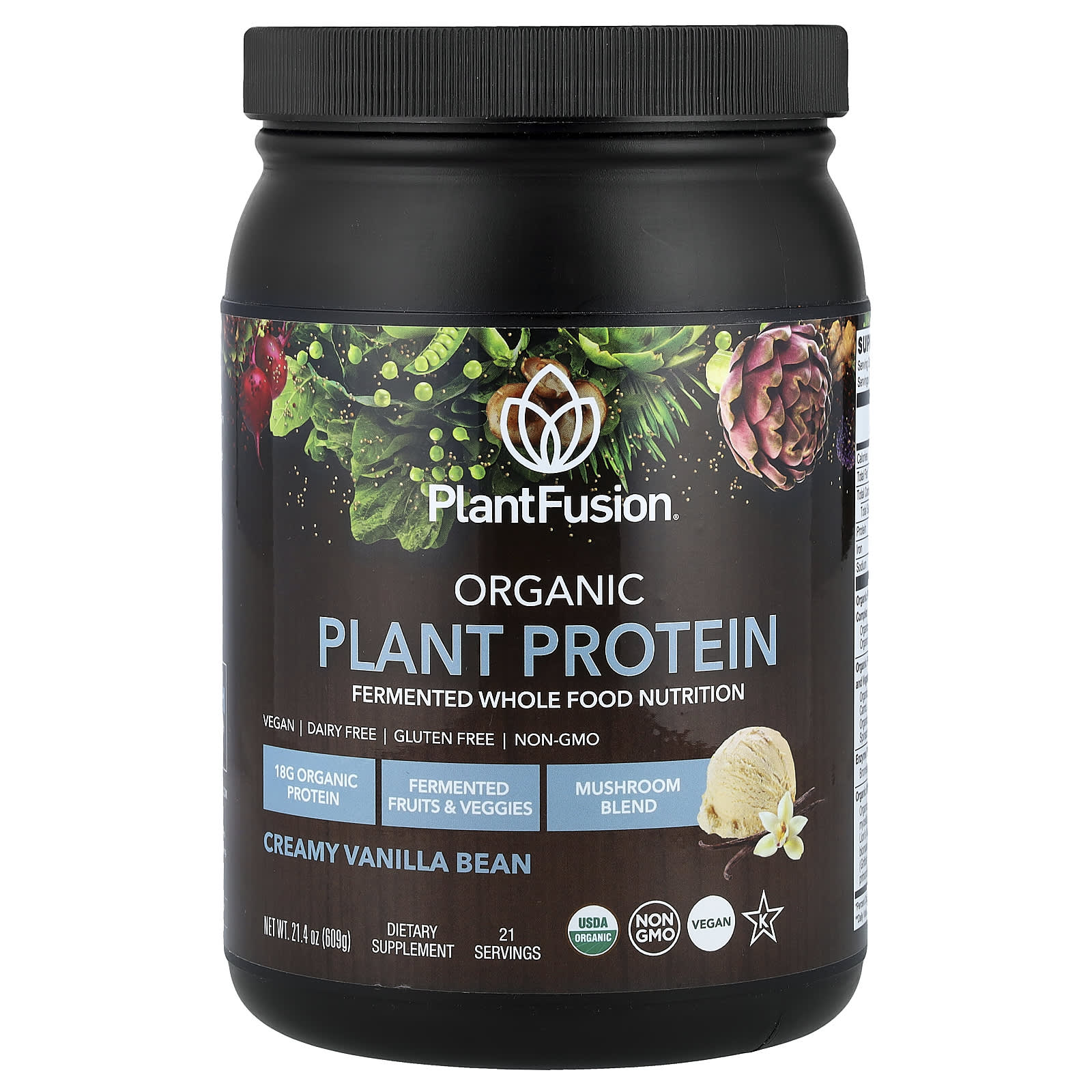 

Organic Plant Protein, Creamy Vanilla Bean, 609G (21.4Oz)