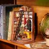 Rolife DIY Book Nook Bookstore 3D Puzzle Bookend Book Stand Two-Way Support LED Bookshelf Decoration DIY Kit Wooden Puzzle Retro Style Illustrated