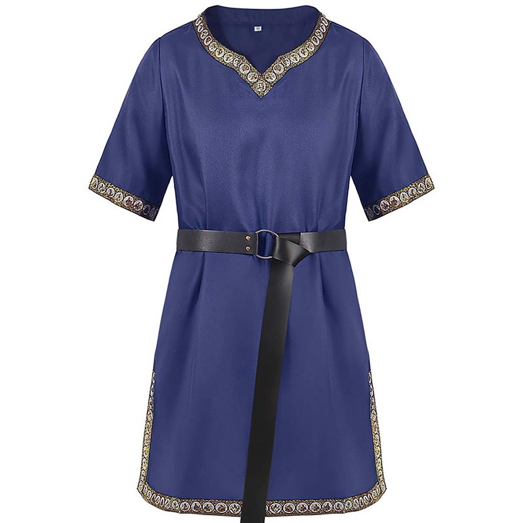 Herren Mittelalter Kostüm Wikinger Tunika Ritter Krieger Renaissance Hemden Mit Gürtel MDEC-020