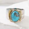 Anello da Donna Etnico Intarsiato Turchese Sintetico Vintage Bicolore Geometria Usura Quotidiana Gioielli da Festa Regalo di Anniversario