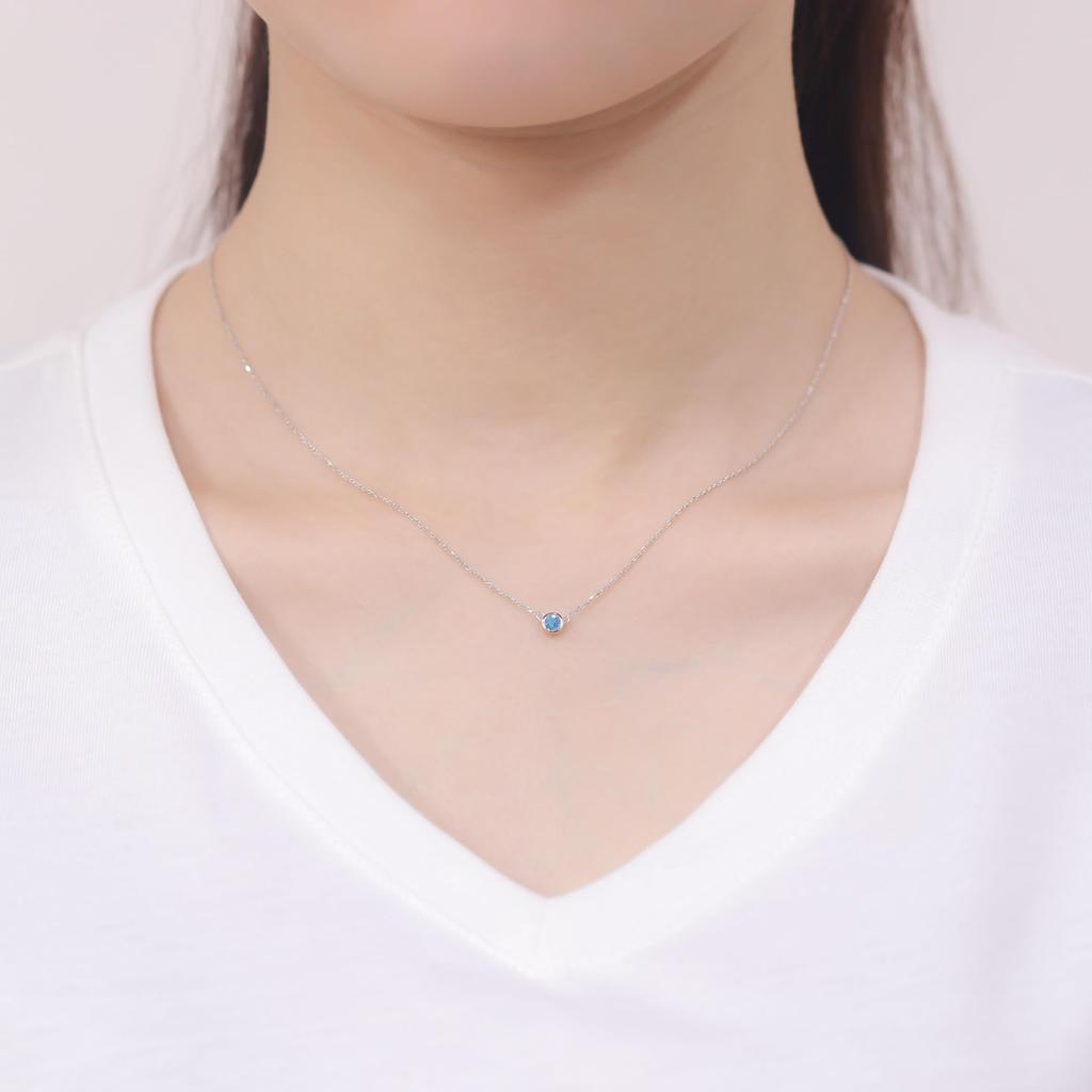 Estelle Official Online Exclusive Women's Silver Rhodium-Plated Necklace with November Birthstone Blue Topaz (Product Code: 0773-0900-0019-0000)