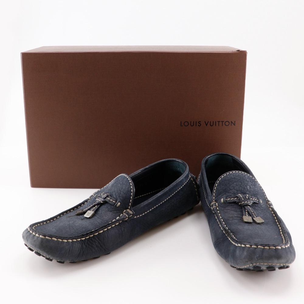 Louis Vuitton Monte Carlo Moccasin Driving Shoes Navy Blue Suede Mens Used