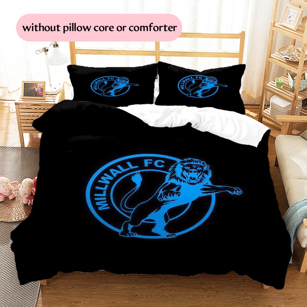 Millwall FC Pattern Bedding Quilt Set Home Decoration Gift (1 * Duvet Cover + 2 * Pillowcase Without Core).xwn