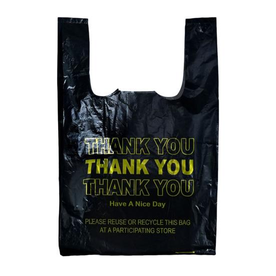

50 шт. Сумки для продуктов с ручками, прочные пластиковые сумки для покупок, сумки-тоуты «Спасибо» для розничных магазинов, упаковка для еды на вынос Small