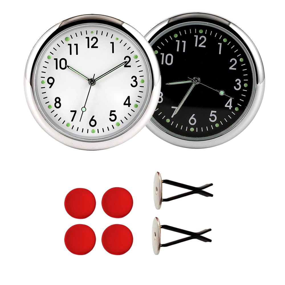 FANGCUU 2 шт. Автомобильные часы Светящиеся часы Кварцевый механизм Металлические часы Диаметр 40 мм Приборная панель Автомобильное украшение Дом