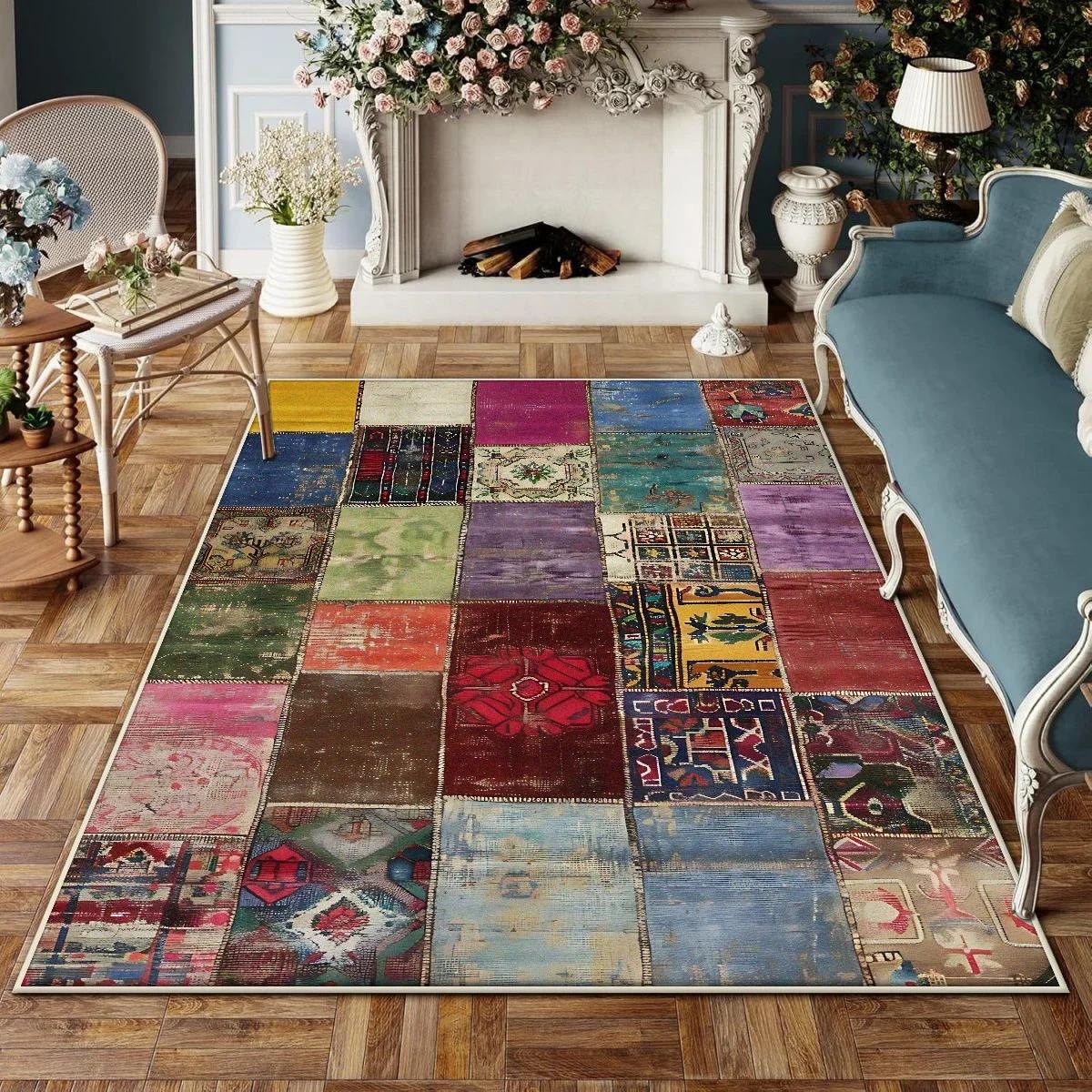

Large Abstract Area Rug for Living Room under Coffee Table Plush Non-Slip Floor Mat Machine Washable 80x120cm