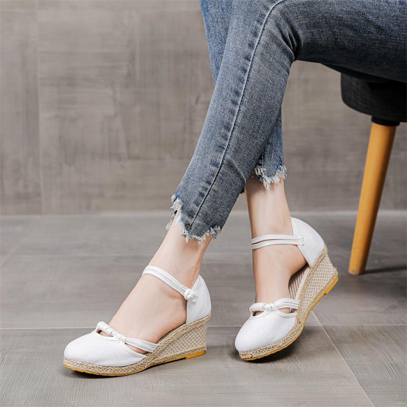 Women's Summer 2025 Slope Heel Roman Sandals - European & American Style