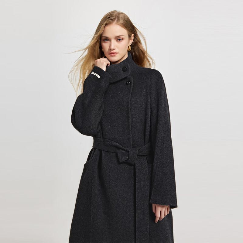 Women's Long Stand Collar Double-Faced Wool Coat