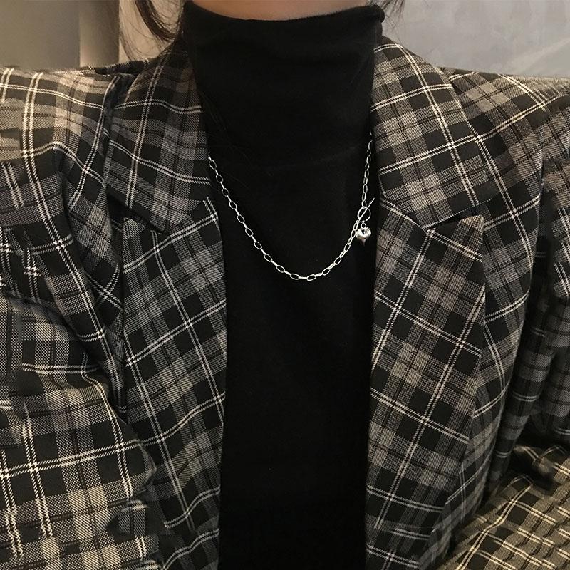 ANENJERY Damenmodeschmuck Einfache Liebe Herz Charm Anhänger Halskette OT Verschluss Kette Halskette Für Frauen Schmuck Geschenke S-N612