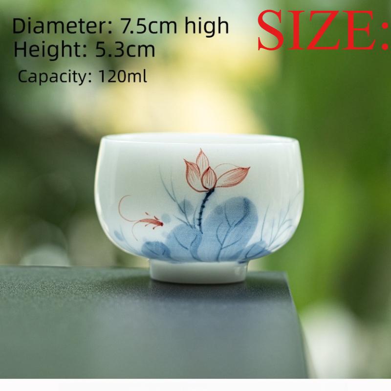 120ML Hand Painted Ceramic Tea Cup Chinese Gongfu Tea Set Master Cup Zen Meditation Porcelain Cup