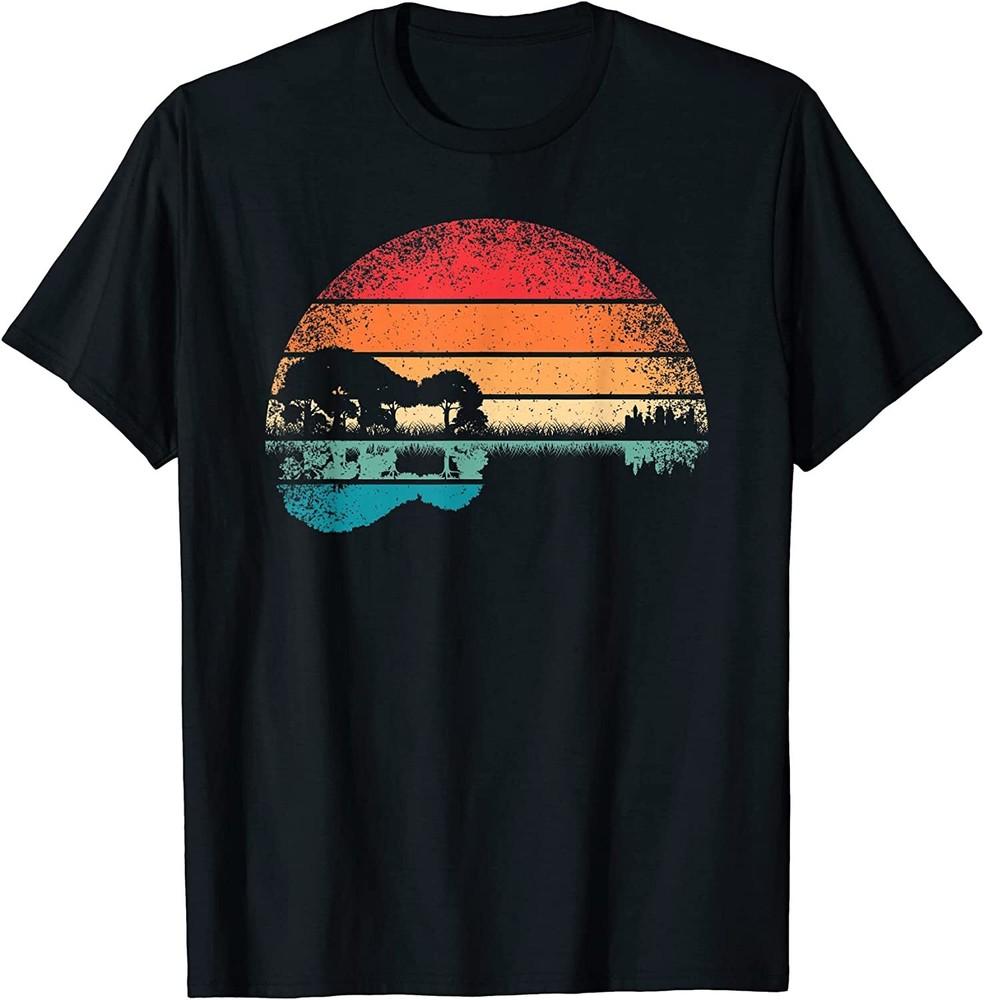 Guitar Sunset Vintage Retro Nature Landscape T-shirt