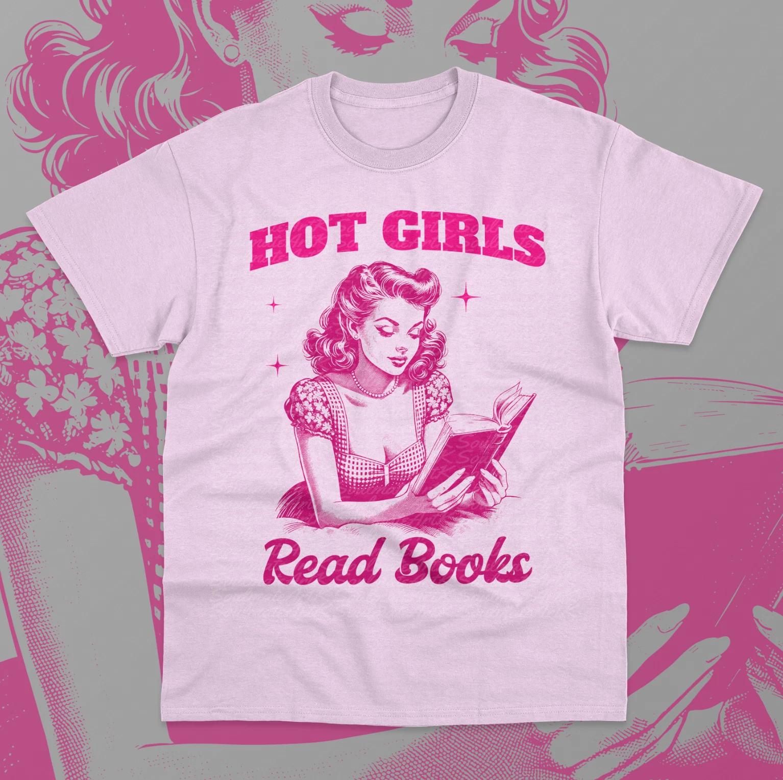 Hot Girls Read Books T-Shirt Book Lover Literary Reading Unisex Sweater Shirt 2XL