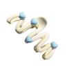 Blue Heart Waved Shaped Hair Claw Cream Color Clip for Women Sweet Cute Irregular Shark Hairpin Unique Hair Decoration
