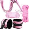 Goods For Adults Set Sexy Leather Plush Handcuffs Blindfold Spanking Soft Whips Tying Cotton Rope Couple Games Bondage Equipment