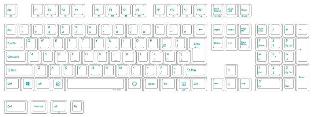FILCO Majestouch Replacement PBT Molded Keycap Japanese 108 No Kana Color Keycap Set Two-Color Set, Asphalt, Layout, Keys, Printing, (JIS)