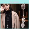 Elegante lange Halskette im koreanischen Stil mit Blätterdesign für Damen aus luxuriösem Legierungsmaterial