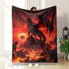 Multiple Sizes Dragon Over Volcano  Print Blanket Warm Soft Suitable for All Seasons for Home Sofa Travel Camping Picnics RV