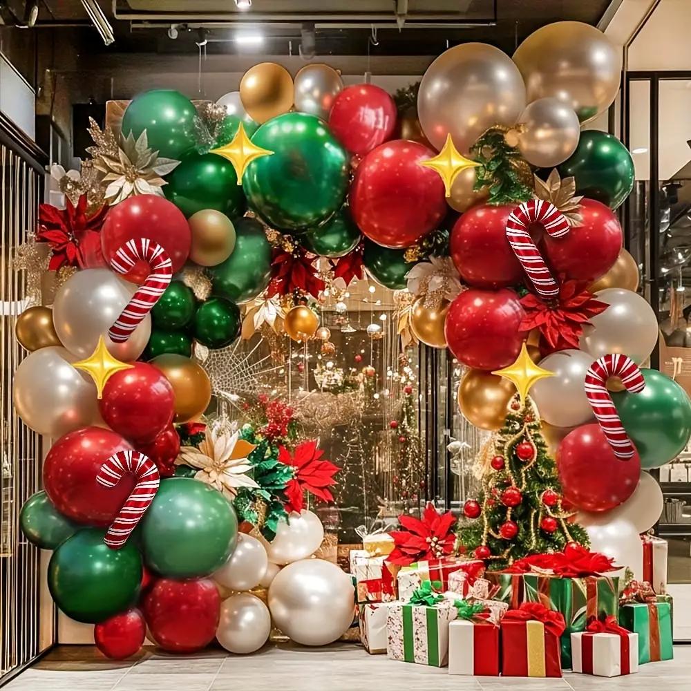 Christmas Balloon Wreath Set Wine Red, Dark Green, Pearl White Balloon Used for Christmas, New Year, Christmas Party Decoration