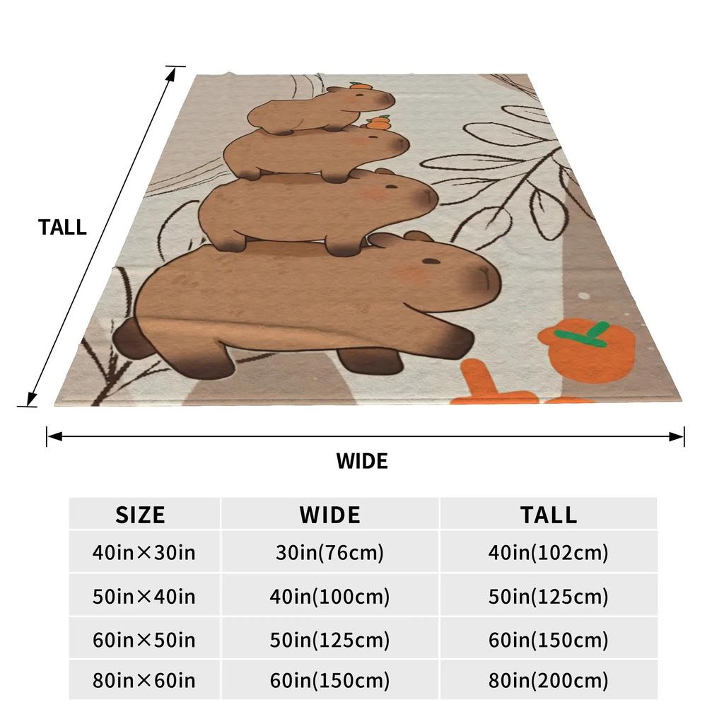 Kawaill Capybara Cartoon Blanket Multiple Sizes Super Soft Cozy  Throw Blankets for Sofa Couch and Bed