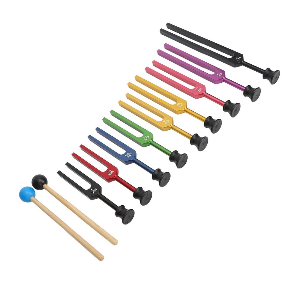 Tuning Forks Set Aluminum Alloy Long Vibration Time Resonant Tuning Fork with Hammer for Healing