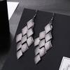 [Fashion Trendy Metal Fringe Long Drop Earrings Exaggerated Elegant Ear Hooks Earrings]