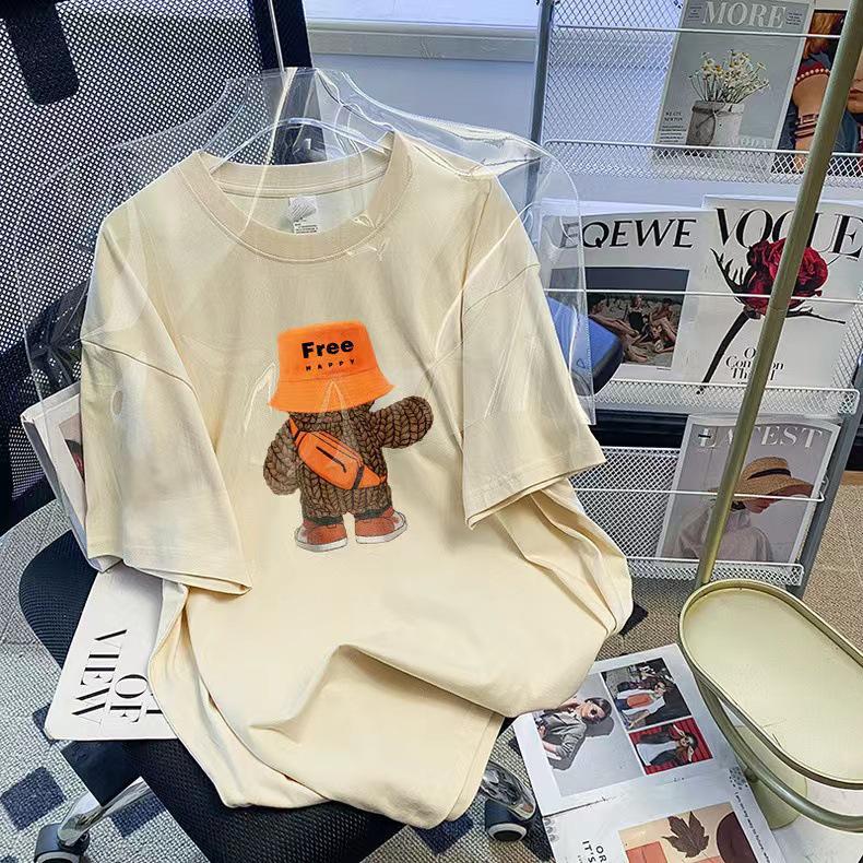 Trendiges Damen-T-Shirt mit kurzen Ärmeln und Bärenmotiv – Perfekter Sommer-Partnerlook