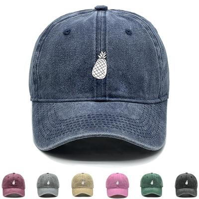 Weiße Baseballkappe mit Ananas-Print, Frucht-Flatcap, verstellbarer Riemen, nicht-elastisches Gewebe, einfarbige, trendige Snapback-Baseballkappe