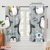 2pcs 2D Flat Printing Curtain Penguins Like Snowflakes Gift Polyester Without Electricity Festive Curtains Perfect for Indoor