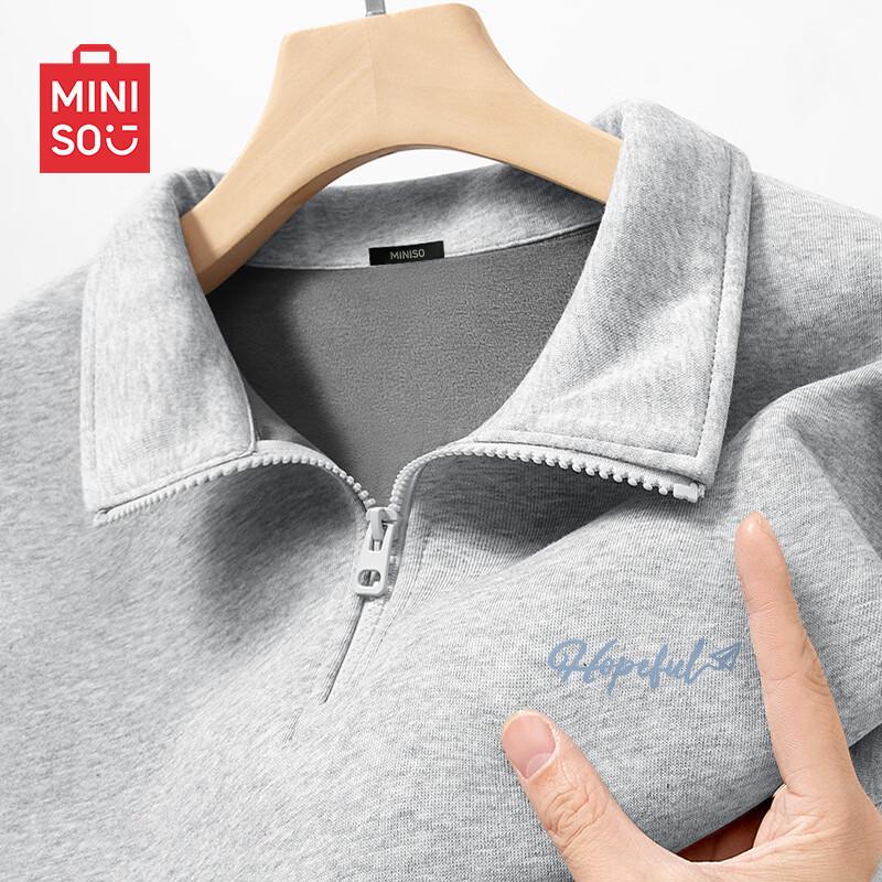 MINISO Half-Zip Stand Collar Fleece-Lined Sweatshirt