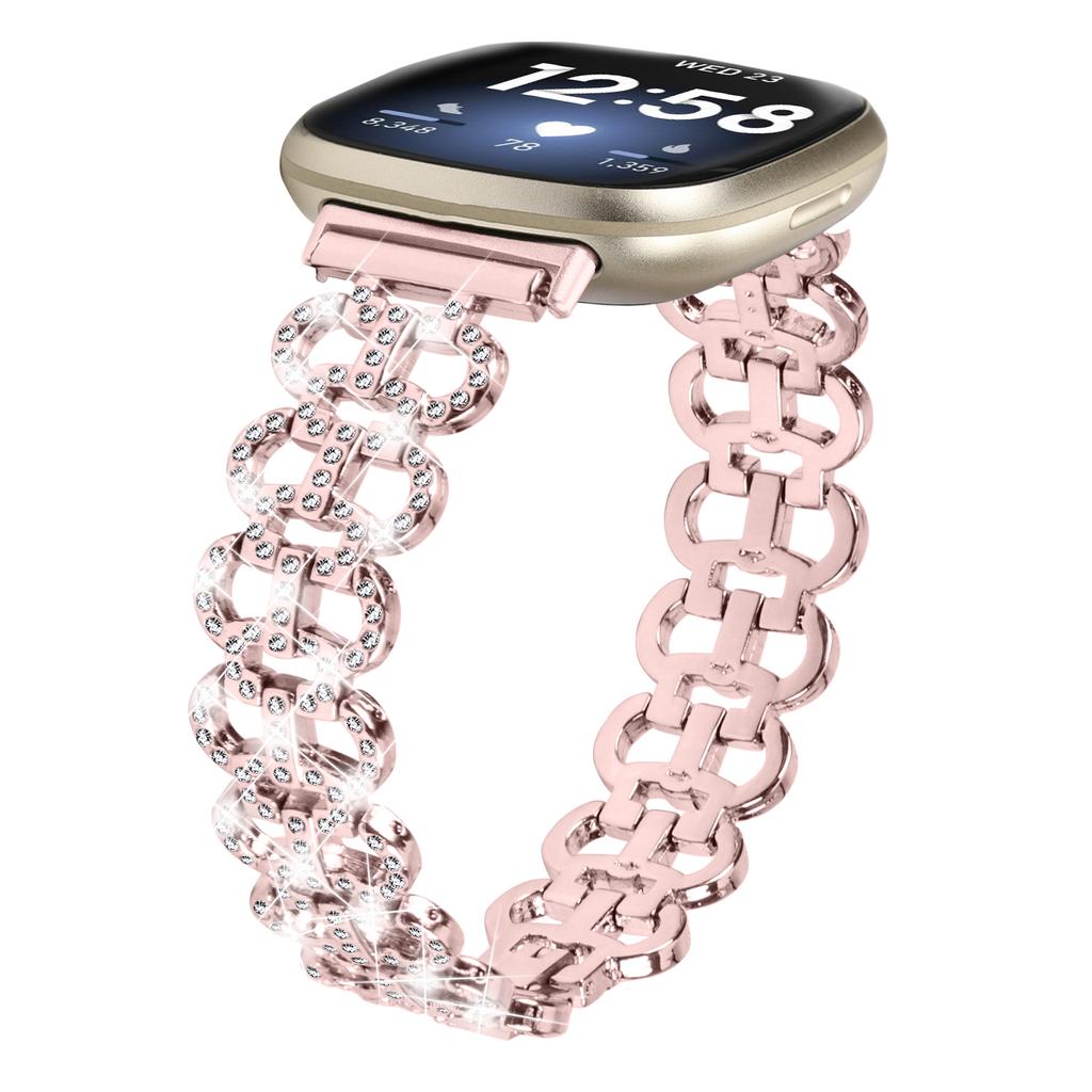 For Fitbit Versa 3/Sense Smart Watch Band Alloy Metal Wrist Strap with Rhinestone