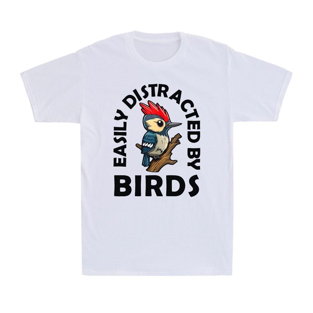 Easily Distracted By Birds Funny Bird Lover Birdwatching Gift Men s T-Shirt XXXL