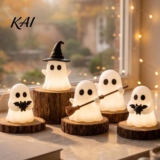 Holiday Party Table Display Halloween Luminous Mini Ghost Figurines, Glow in The Dark Cute Small Home Decor Miniature Statue for Micro Landscape,
