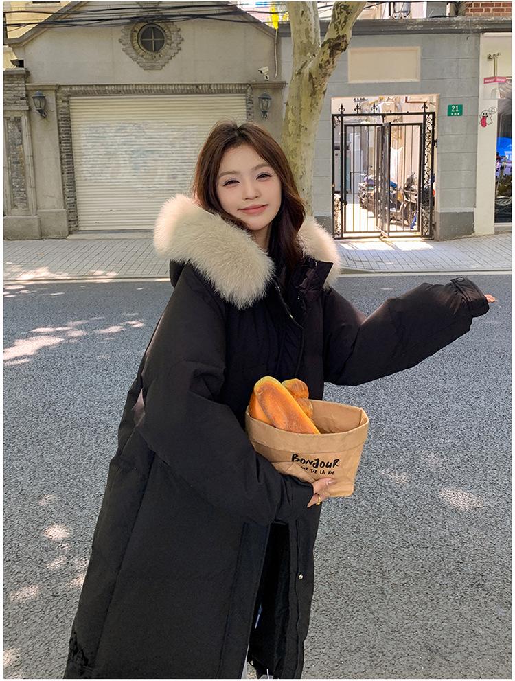 2024 Women's Extra-Long Korean Cotton Quilt Coat - Winter Over-the-Knee Loose Fit